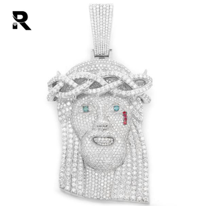 Colgante con forma de diamante, 14K, blanco, rosa, amarillo, redondo, Hip Hop, Jesús - Product Image 1