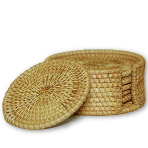 Juego de Posavasos de Bambú y Ratán Tejidos a Mano - Product Image 1