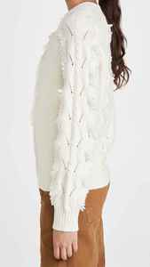 ชุดเดรสสเวตเตอร์ผ้าไนลอนลายทาง35ชิ้นของผู้หญิง35% 30% เส้นใยโพลีเอสเตอร์เส้นใยยาวพิเศษมีกระดุมป้องกันฤดูหนาวฤดูใบไม้ผลิ - Product Image 4