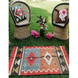 Alfombra de tejido plano de espiga hecha a mano, color Beige, marfil, estilo Kilim - Product Image 1