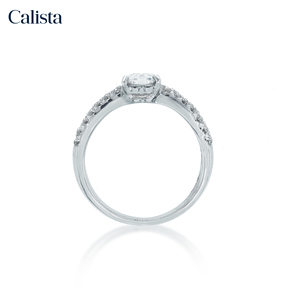 Clásico 14K oro auténtico estilo corazón Base Cubic Zirconia anillo rodio plateado boda joyería regalo para mujeres para fiestas - Product Image 3