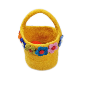 Cesta de Pascua de fieltro de lana moderna hecha a mano, estilo clásico único, Decoración de mesa sostenible y duradera hecha a mano en Nepal - Product Image 1