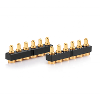 Connecteur de batterie USB Pogo Pin 6 broches, pas de 2,50 mm et 2,54 mm, montage vertical sur surface, broche à ressort plaquée or, DC12V, pour PCB, fabriqué à Dongguan