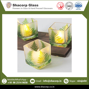Top Square <b>Cube</b> Candle Glass Votive Frosted From India At Bulk Price - Product Image 3
