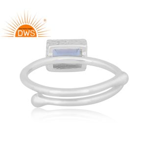 925เงินแท้ธรรมชาติลอนดอนอัญมณีสีฟ้าบุษราคัมแหวนวางซ้อนกันได้ - Product Image 4