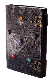 Cahier de Chakra, nouveau pentagramme, grand Journal en cuir gaufré celtique avec serrure, Journal avec pierre 10x7 pouces - Product Image 5