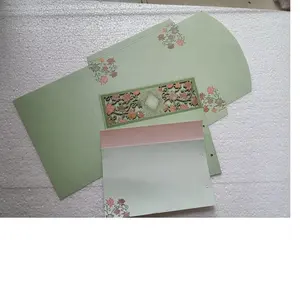 custom made blank wedding cards with laser cut flower patterns on MDF in pastel color , can be custom printed with your texts