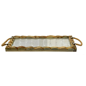 Maximus International Handcrafted Metal Art Deco Serving <b>Tray</b> Rope Handles | Rustic Decorative Display for Home Dining Coffee - Product Image 1