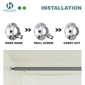 Giá Đỡ Tủ Quần Áo Bằng Thép Không Gỉ Nặng Thanh Ổ Cắm Mặt Bích Thanh Giữ Tủ Quần Áo Hỗ Trợ Kết Thúc Thanh, Đường Kính 1" - Product Image 5