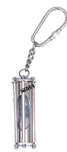 Llavero con temporizador de arena de latón náutico hecho a mano, buscador de llaves de metal, artículo de regalo en estilo neumático - Product Image 4