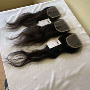 Wholesale 4x4 5x5 6x6 7x7 HD Thin Skin Transparent Swiss Middle Part Three Part Straight Curly Top Lace Closure with Bundles - Product Image 3