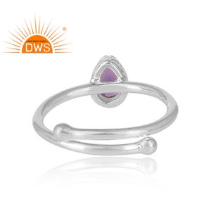 Bague en argent sterling 925 pour fille, anneau entièrement fini, de styliste, pierre précieuse d'améthyste, accessoire de mode - Product Image 4