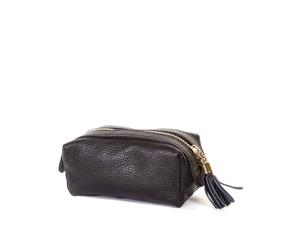 Trousse de maquillage en cuir souple marron - Product Image 1