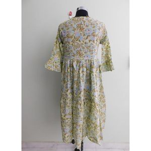 Túnica Larga Informal de Verano para Mujer, Estilo Bohemio Hippie, Diseño Floral Estampado, Hecha a Mano con Algodón Puro, con Botones Naturales - Product Image 4