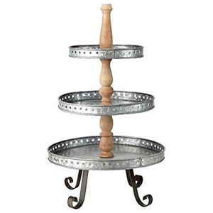 Modern Galvanized Perforated 3 <b>Tier</b> <b>Cake</b> Stand Round Shaped Metal Iron <b>Cake</b> Stand for Wedding Gift Modern - Product Image 4