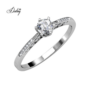 Anello di fidanzamento alla moda dasini impreziosito da cristalli <span class=keywords><strong>Swarovski</strong></span> gioielli in <span class=keywords><strong>argento</strong></span> 925 placcato oro 18K per donna - Product Image 1