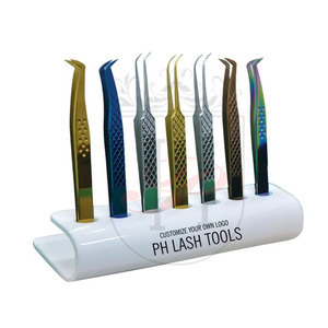 OEM ODM Service Custom Stainless Steel Eyelash Extension Tweezers <b>Desktop</b> Tweezers Display <b>Stand</b> Private Label - Product Image 1