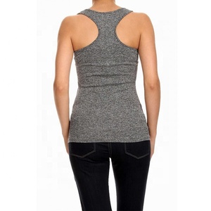 Débardeur de sport côtelé uni extensible et ajusté pour femme, personnalisable avec logo, en polyester/coton respirant et écologique - Product Image 3