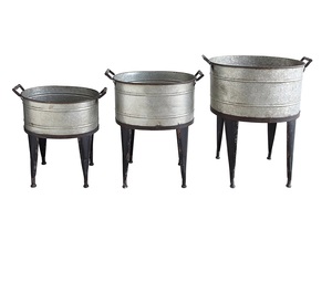 Ensemble de 3 baignoires en métal galvanisé pour pot de fleur utilisation jardin - Product Image 6