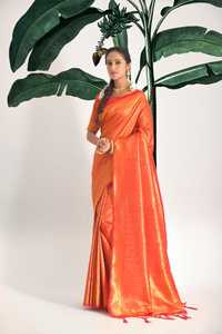 Sari de Seda Suave Kanjivaram Puro para Mujer, Tradicional Indio, Especial para Durga Puja y Todas las Funciones, Precio Económico al por Mayor, Surat - Product Image 2