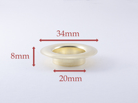 Œillets métalliques ronds personnalisés en laiton sans nickel de 34 mm et 20 mm, options multicolores, pour chaussures/sacs/projets DIY, Taïwan