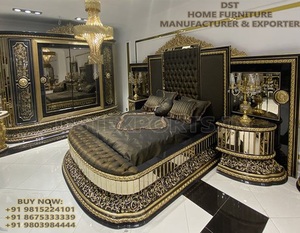 Ensemble de meubles de chambre à coucher en teck noir doré moderne, durable, avec couleur et taille personnalisables - Product Image 2