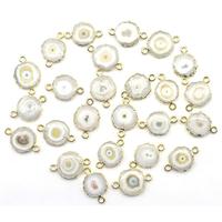 Pierre naturelle de quartz solaire 18-20 mm avec passant, forme ronde, connecteur en laiton plaqué or 18 carats pour la fabrication de bijoux
