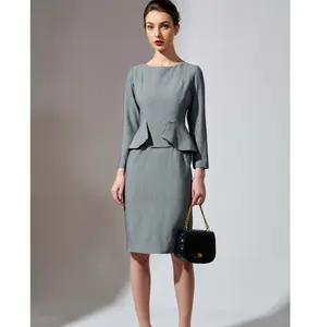 Business Frauen Anzug Langes Freizeit kleid mit Bleistift rock Mode Frauen Frühlings tuch