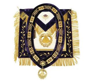 Masonic Freemason Regalia Set High Quality Master Mason <b>Apron</b> Collar & Cuffs Pair Gold Embroidered Masonic Regalia <b>Apron</b> Set - Product Image 2