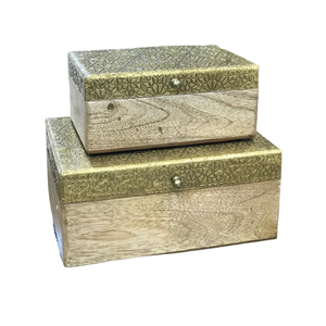 Boîte à bijoux en bois et en métal de conception avantageuse pour la beauté et la boîte de rangement personnelle de bijoux d'accessoires en vrac - Product Image 1