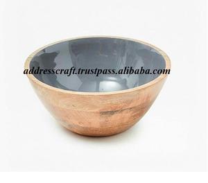 ชามสลัดไม้เป็นมิตรกับสิ่งแวดล้อมชามไม้ทำจากเรซินออกแบบโลโก้ได้ตามต้องการชุดอาหารเย็นจานจานและจานทำจากไม้ - Product Image 1