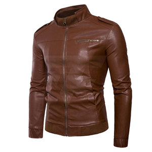 Chaqueta de cuero para hombre, ropa de calle, Color sólido, talla grande - Product Image 2