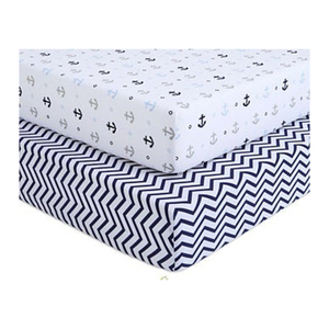 100% ensemble de draps de lit de bébé en coton standard uni et imprimé en jersey simple biologique drap de lit ajusté personnalisé de haute qualité - Product Image 1
