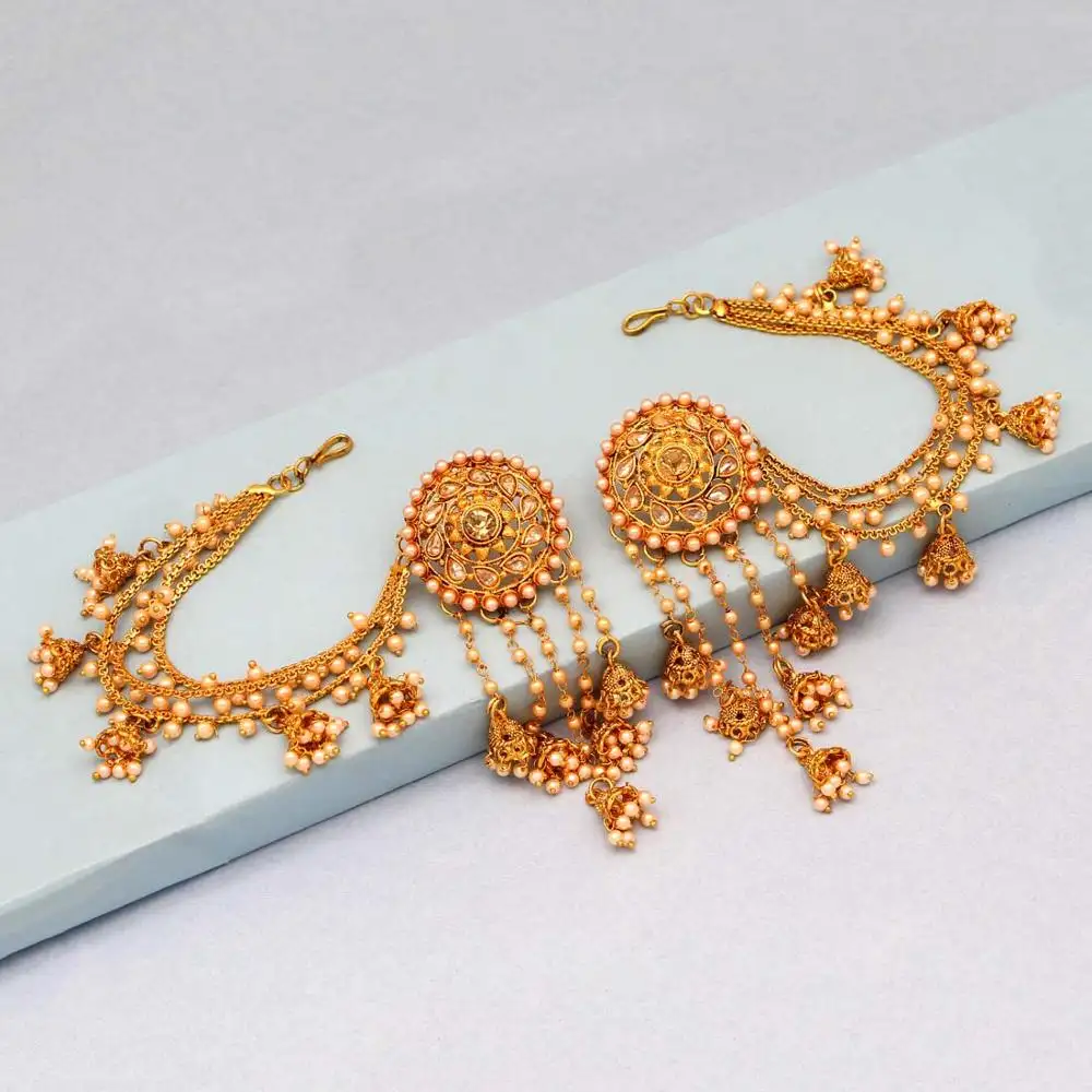 Perhiasan Bollywood India Anting Bahubali Warna Emas untuk Wanita