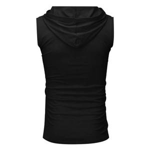 casual vest fitness tank top gym outdoor zipper hooded tops tank plain blank print man sleeveless t-shirt - Product Image 6