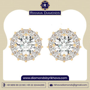 Preciosos pendientes de diamantes brillantes de oro blanco de 10K hechos a mano en la India - Product Image 3