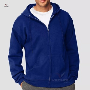 Sweat à capuche pull de haute qualité personnalisable 80% coton 20% Polyester anti-rétrécissement tricoté armure grande taille solide Logo brodé - Product Image 1