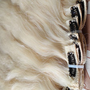 Qt — Extensions de cheveux naturels brésilien, couleur Blonde 613, à Clip, ne s'emmêlent pas, sans perte, livraison DHL gratuite - Product Image 1