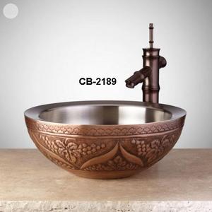 Évier de salle de bains de lavage de cuivre de dessus de table intérieur de nickel de concepteur de luxe - Product Image 1