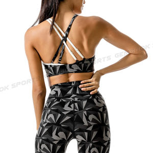 Nueva llegada Sujetador deportivo negro para mujer con impresión de logotipo personalizado Venta al por mayor Gimnasio Fitness Activewear con posición de logotipo frontal - Product Image 2