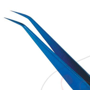 Pince à épiler de 12mm 45 degrés, pour faux cils, courbés, de couleur bleue, outils de maquillage, 2018 - Product Image 3