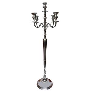 Candélabres en métal de haute qualité pour centres de table de mariage prix de gros nouveau candélabre fait main au sol en argent 5 bras - Product Image 1