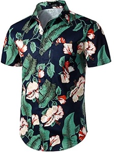 Etiqueta Privada personalizado impreso Juego de 2 piezas de los hombres de verano corto media manga botón Camisas Pantalones cortos para hombres - Product Image 2
