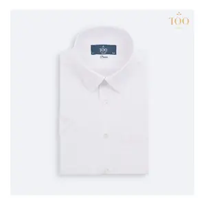 Anti-Rimpel Turn-Down Kraag Shirts Premium Bamboe Korte Mouwen Dress Shirt In Wit Uit Vietnam Enkele Knop
