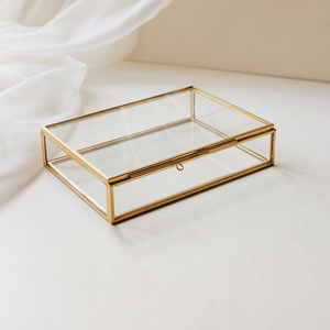 Boîte de photos en verre doré |   Boîte pour photographe 4" x 6" |   10 x 15 cm, Emballage imprimé résistant |   Cadeaux pour les clients des photographes - Product Image 1