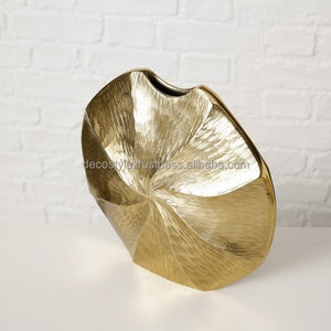 Gold <b>Ribbed</b> Tables <b>Vase</b> for Home Decore Table Decore Living Room Home Office Gold <b>Vase</b> - Product Image 2