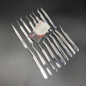 Pinzas de extensión de pestañas con agarre de diamante de acero inoxidable sostenible japonés con logotipo personalizado de alta calidad al por mayor - Product Image 3