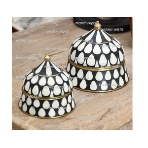 Unique Design Bone Inlay Food Serving Casserole Dishes Set Of 3 Different Size Food Serving Hot Pot In India - Product Image 2