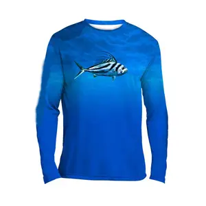 Personalizado de alta calidad 100% poliéster de manga larga UV protección solar rendimiento OEM poliéster transpirable pesca camiseta