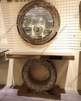 Table de Console avec miroir mural, diamant en argent brossé, Design de luxe européen, nouvelle collection 2020